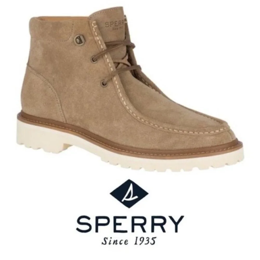 Sperry Mens Tan Suede Windsor Rawhide Lug Chukka Lace Up Boots Sz 11.5 New